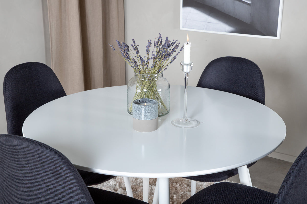 Essgruppe Esstisch Plaza Ø100cm mit Stühlen Polar-Essgruppen-Venture Home-le canapé