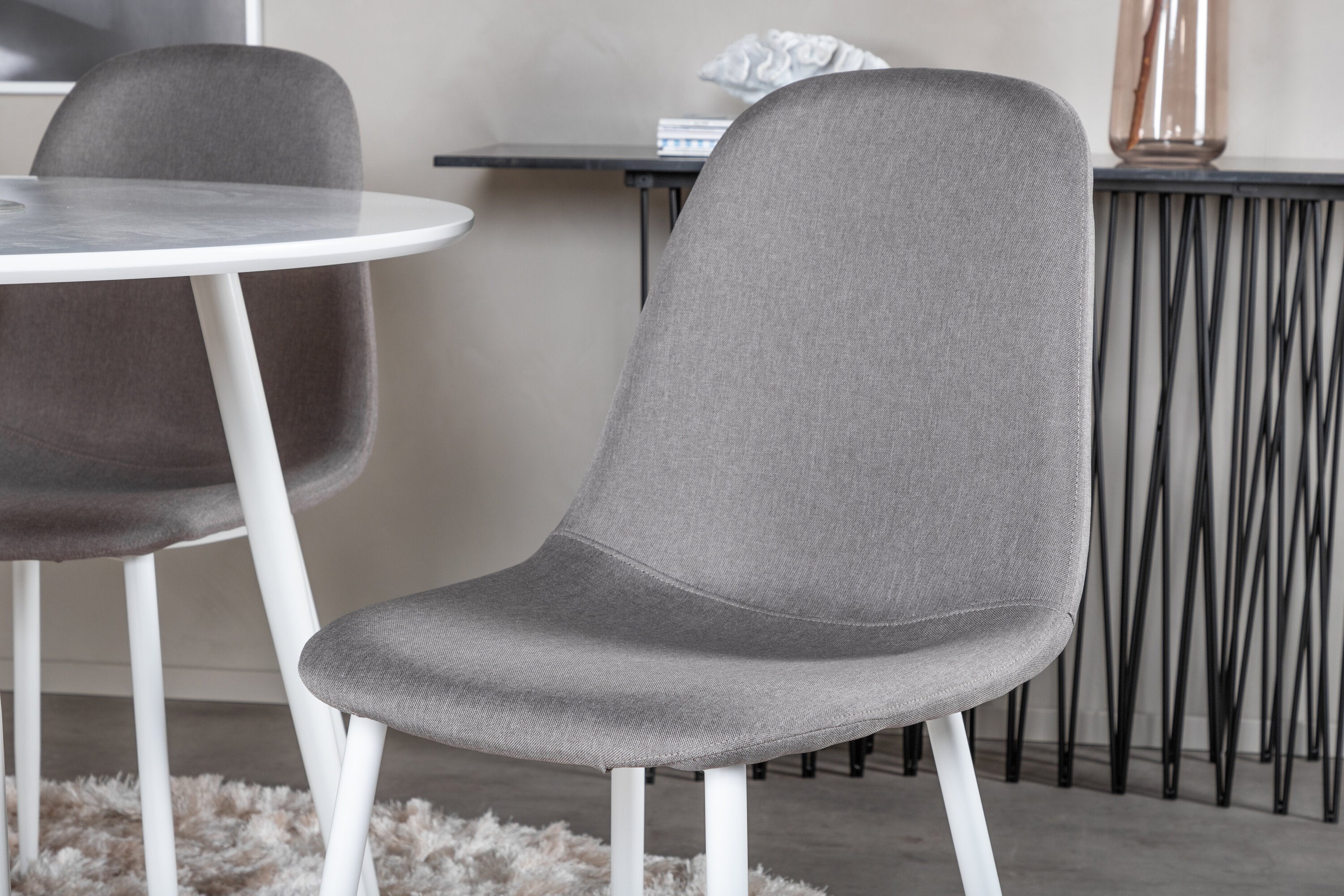 Essgruppe Esstisch Plaza Ø100cm mit Stühlen Polar - Grau-Essgruppen-Venture Home-le canapé