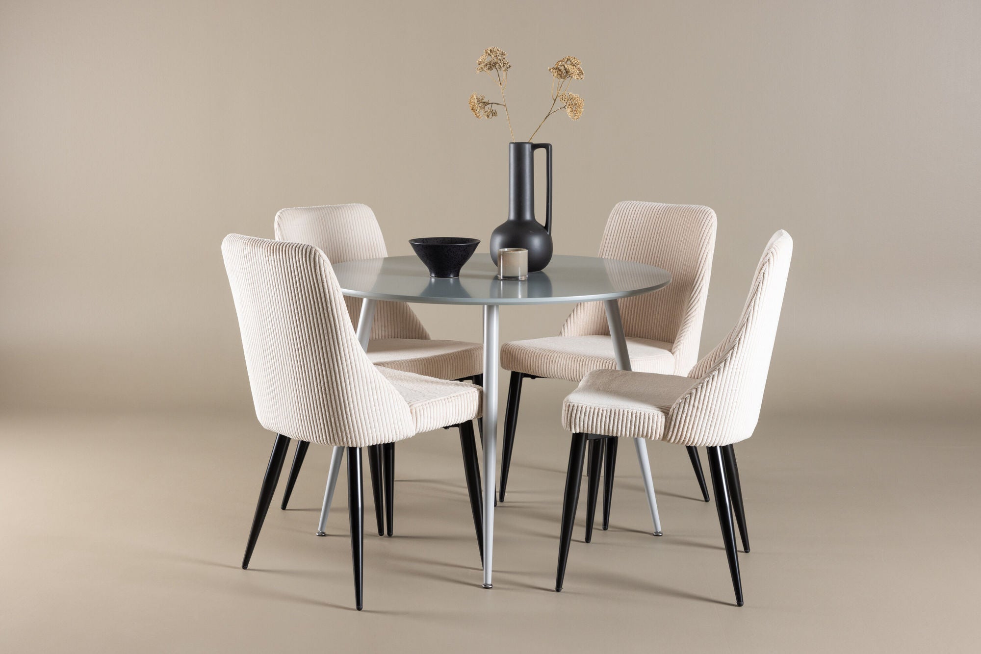 Essgruppe Esstisch Plaza rund ø100cm mit Stühlen Leone aus KordEssgruppe Rund