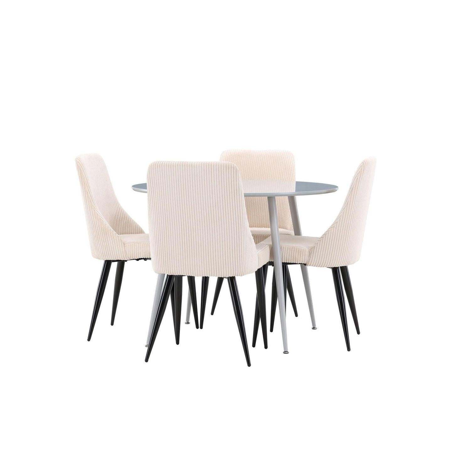 Essgruppe Esstisch Plaza rund ø100cm mit Stühlen Leone aus Kord - Grau/Beige-Essgruppe Rund-Venture Home-le canapé