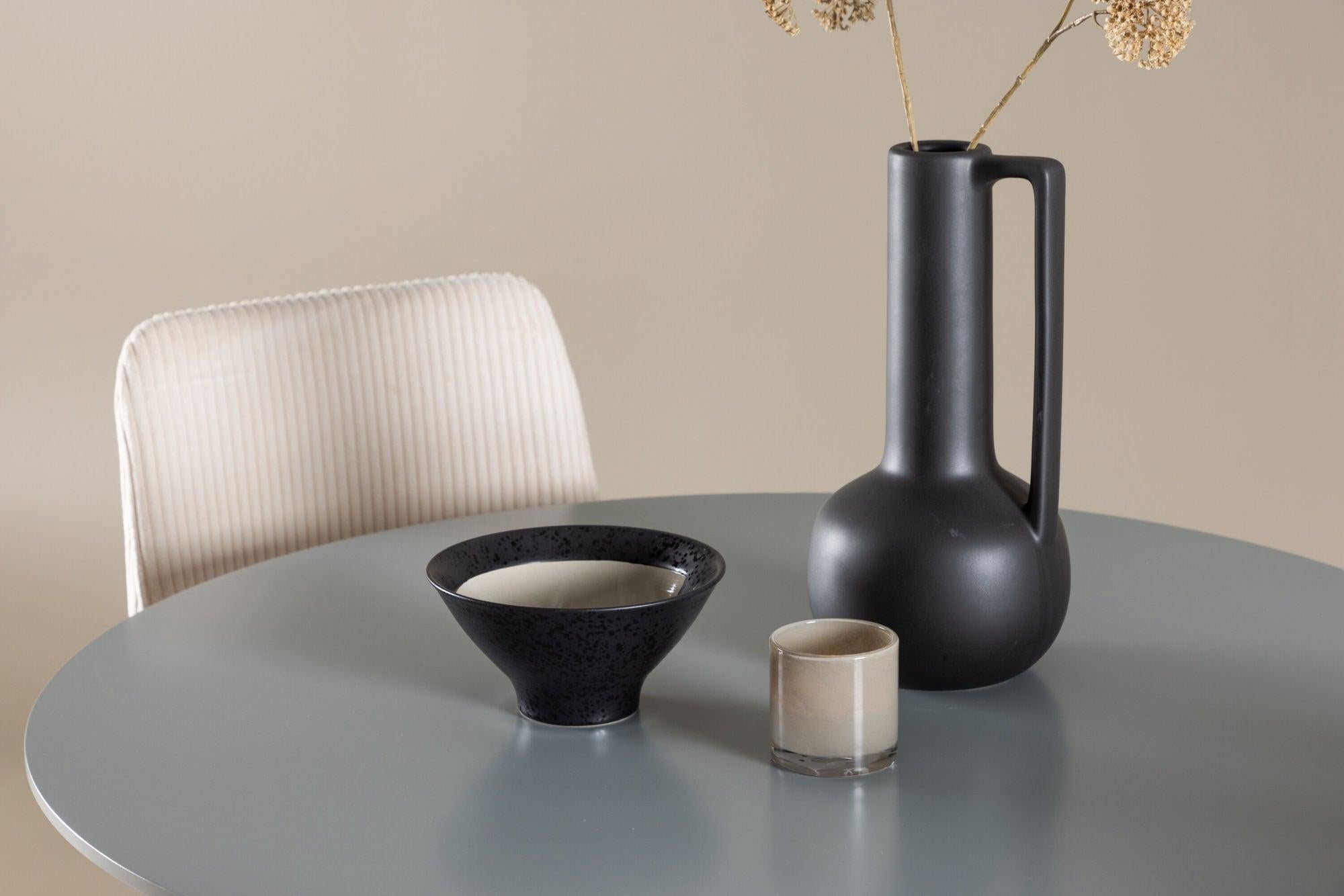 Essgruppe Esstisch Plaza rund ø100cm mit Stühlen Leone aus Kord - Grau/Beige-Essgruppe Rund-Venture Home-le canapé