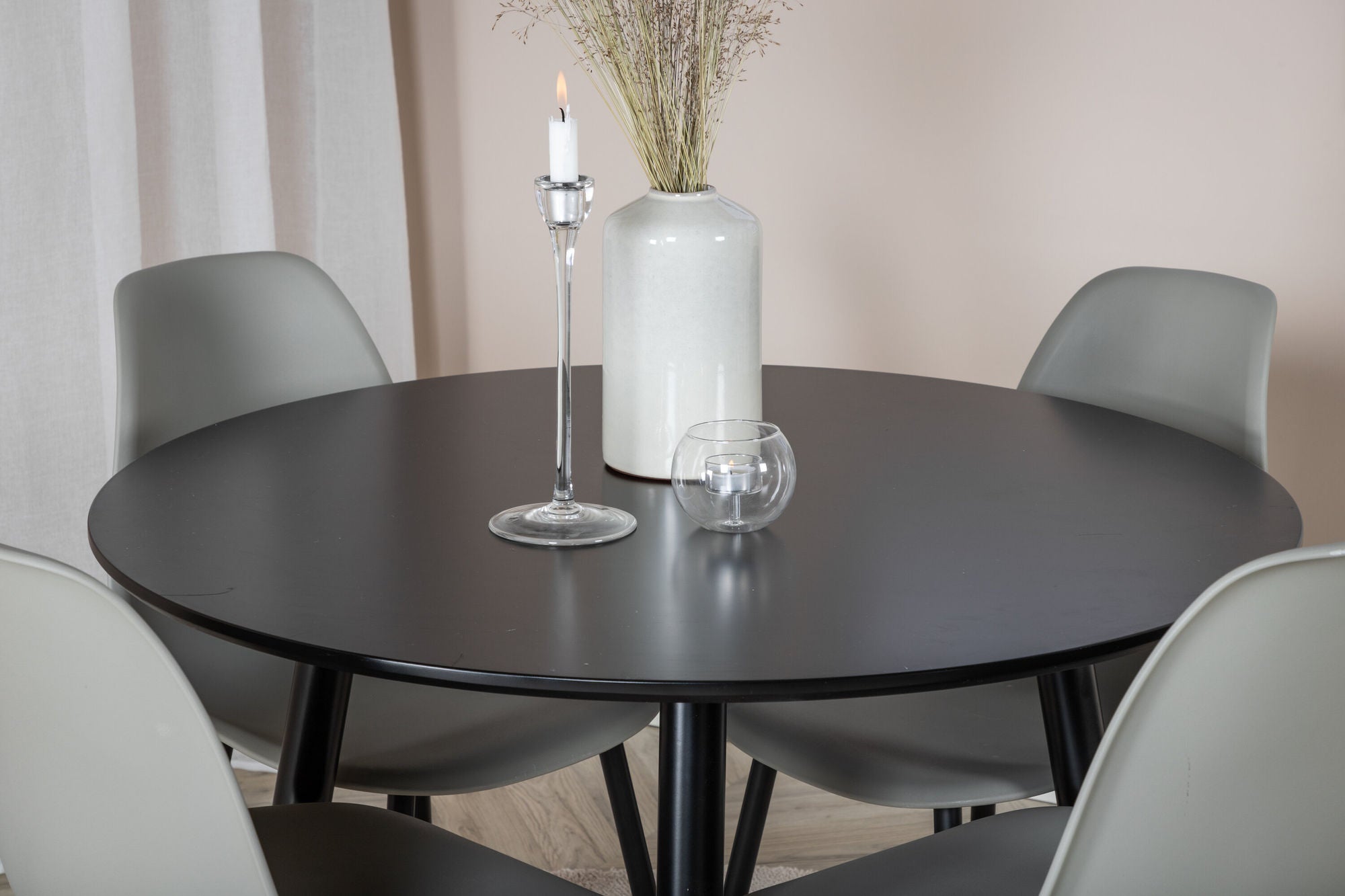 Essgruppe Esstisch Plaza rund Ø100cm mit Stühlen Polar - Schwarz/Grau-Essgruppen Rund-Venture Home-le canapé