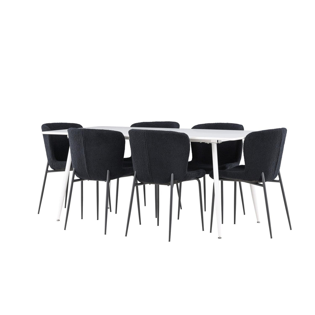 Essgruppe Esstisch Silar 180*90cm mit Stühlen Modesto aus Teddy-Boucle-Essgruppen-Venture Home-le canapé