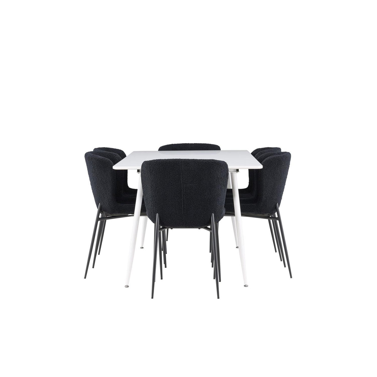 Essgruppe Esstisch Silar 180*90cm mit Stühlen Modesto aus Teddy-Boucle-Essgruppen-Venture Home-le canapé