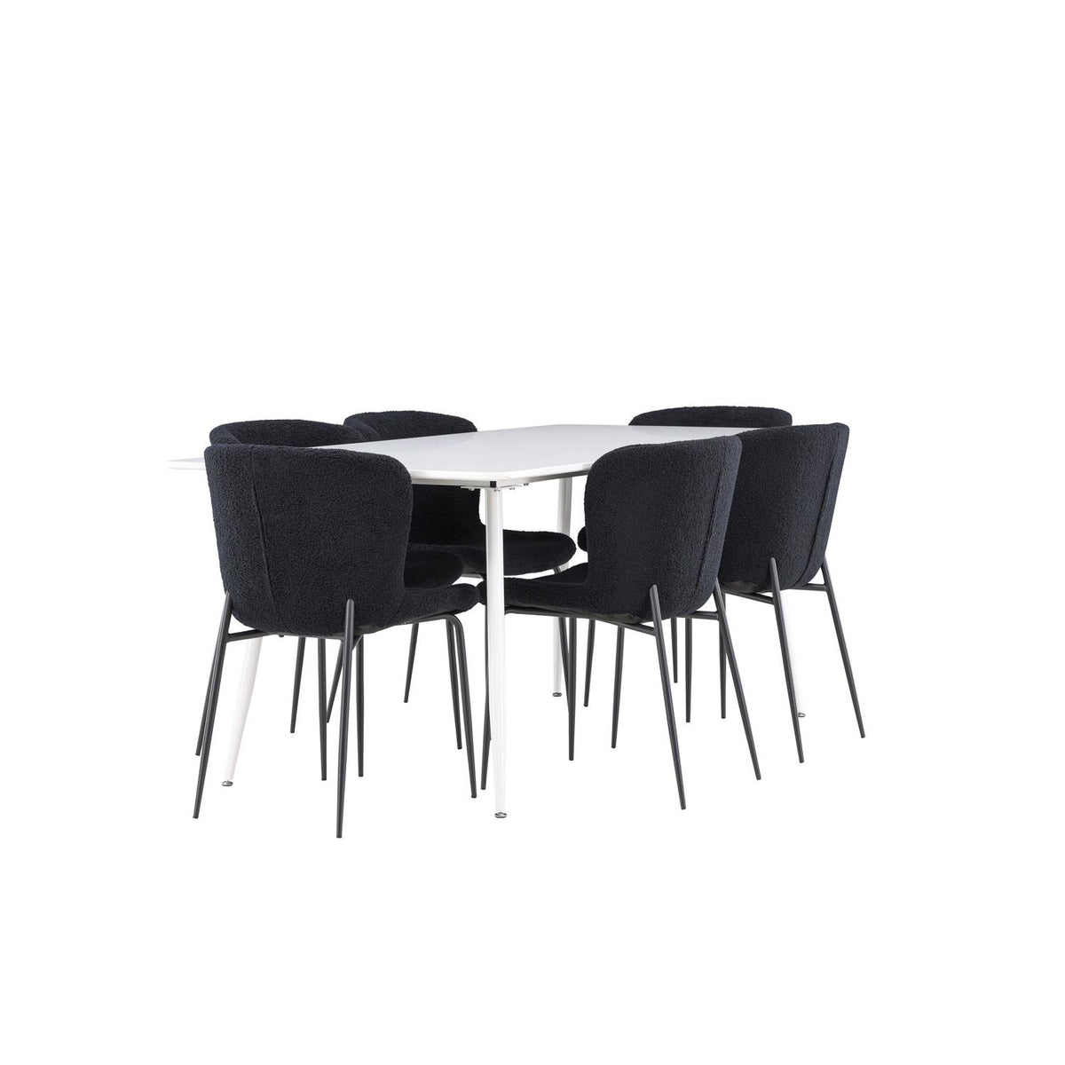 Essgruppe Esstisch Silar 180*90cm mit Stühlen Modesto aus Teddy-Boucle-Essgruppen-Venture Home-le canapé