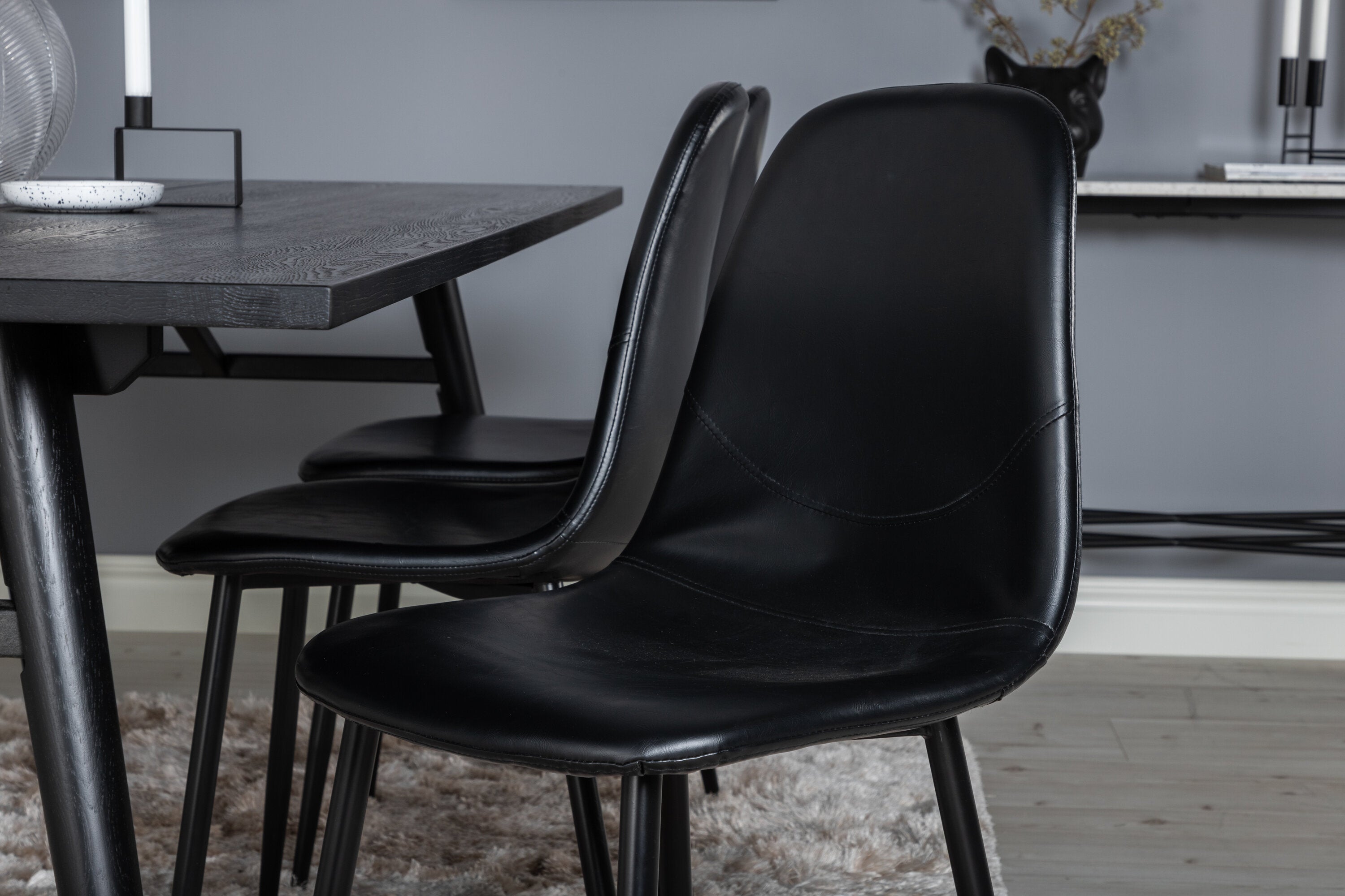 Essgruppe Esstisch Sleek 195 x 95 cm mit Stühlen Polar - Schwarz-Essgruppen-Venture Home-le canapé