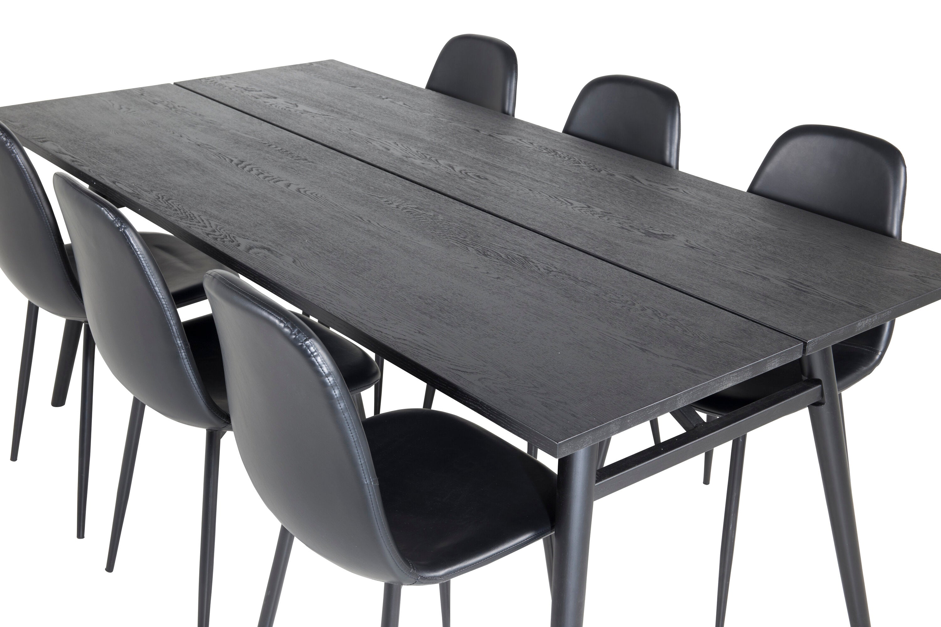 Essgruppe Esstisch Sleek 195 x 95 cm mit Stühlen Polar - Schwarz-Essgruppen-Venture Home-le canapé