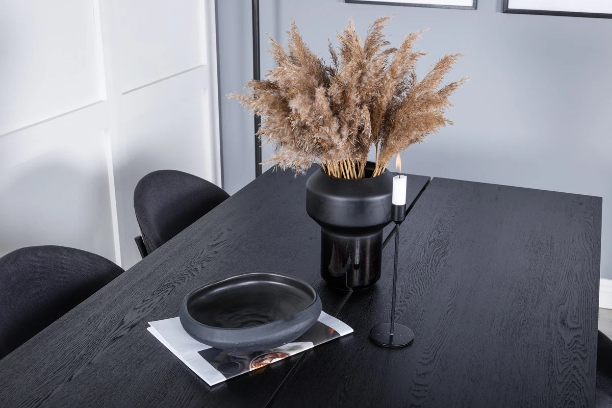 Essgruppe Esstisch Sleek 195 x 95cm mit Stühlen Vault - Schwarz-Essgruppen-Venture Home-le canapé