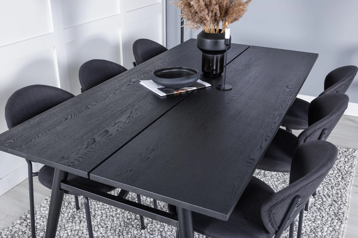 Essgruppe Esstisch Sleek 195 x 95cm mit Stühlen Vault - Schwarz-Essgruppen-Venture Home-le canapé