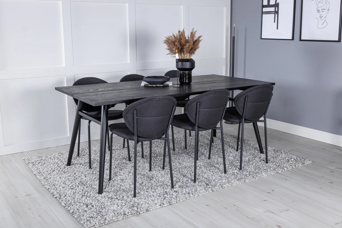 Essgruppe Esstisch Sleek 195 x 95cm mit Stühlen Vault - Schwarz-Essgruppen-Venture Home-le canapé