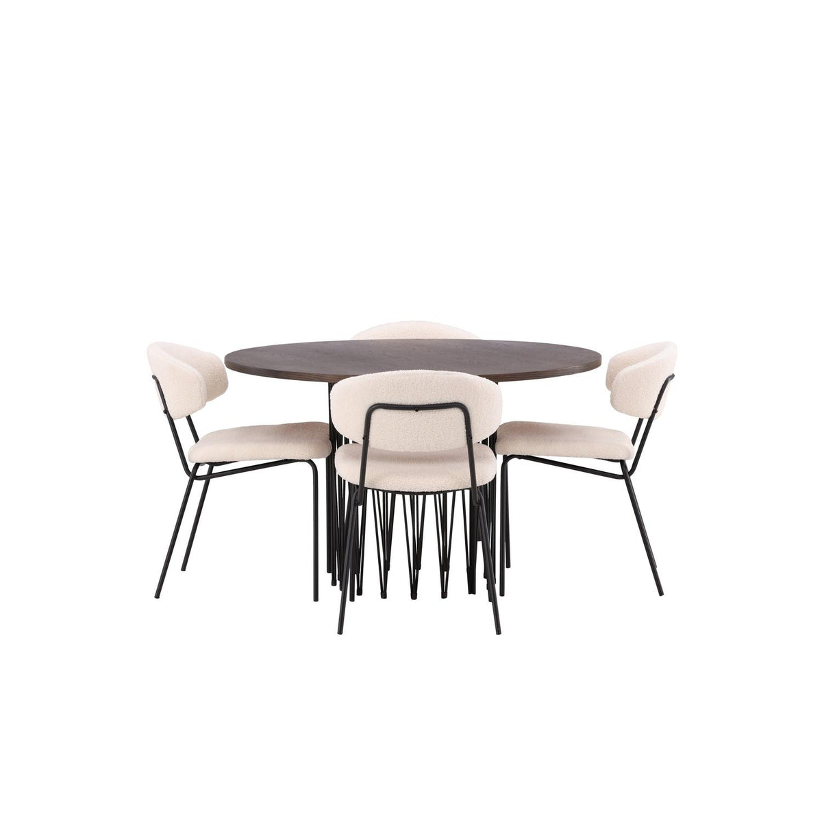 Essgruppe Esstisch Stone ⌀120cm mit Stühlen Chico - Weiß-Essgruppen-Venture Home-le canapé