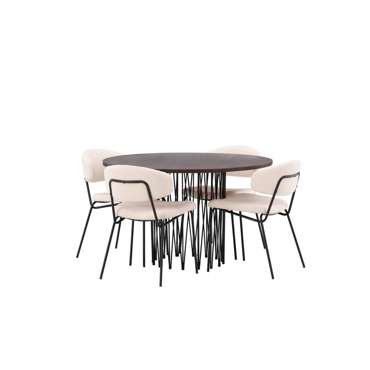 Essgruppe Esstisch Stone ⌀120cm mit Stühlen Chico - Weiß-Essgruppen-Venture Home-le canapé