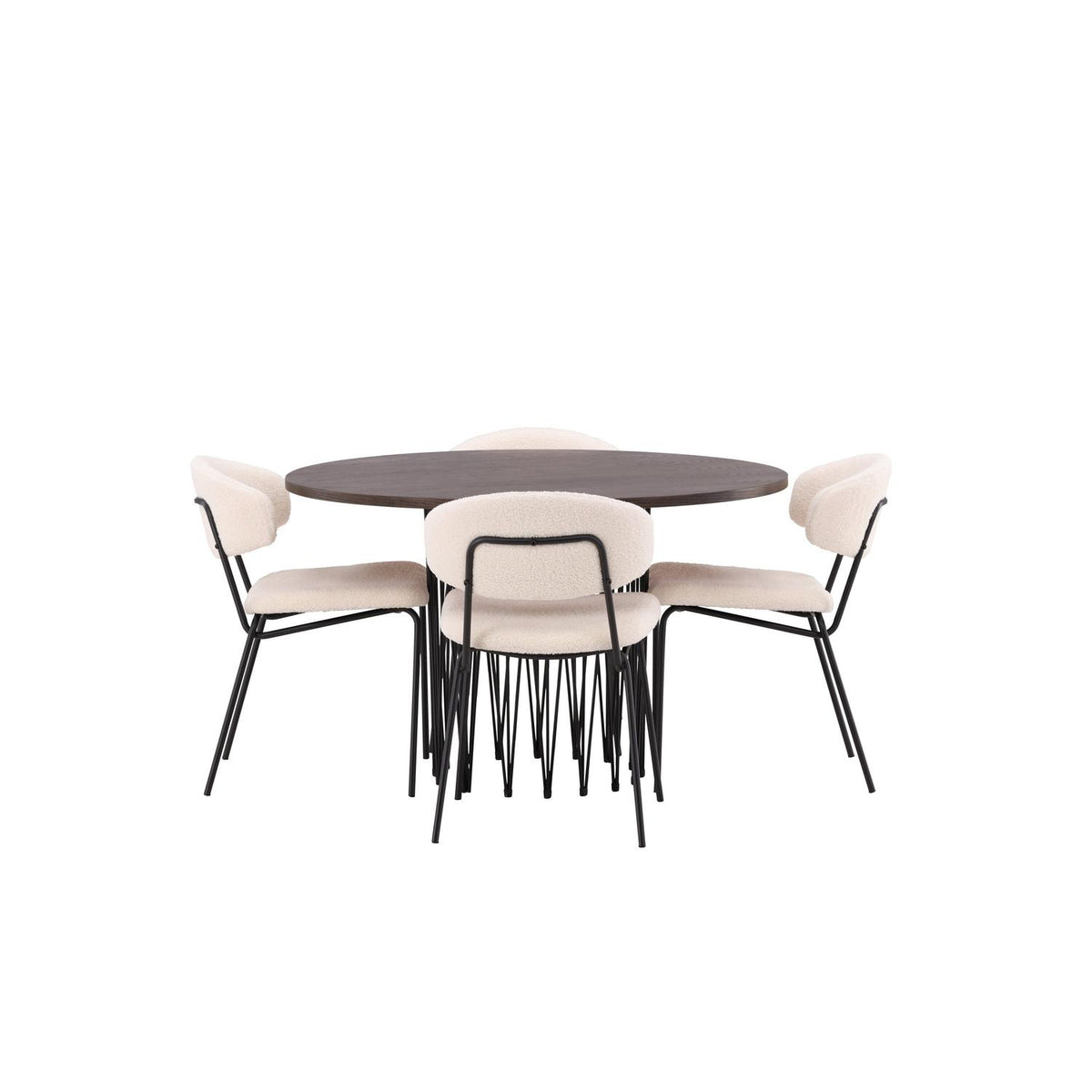 Essgruppe Esstisch Stone ⌀120cm mit Stühlen Chico - Weiß-Essgruppen-Venture Home-le canapé
