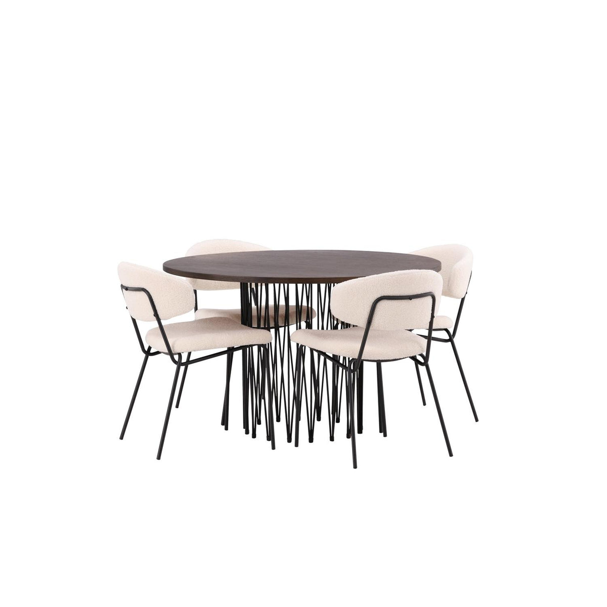 Essgruppe Esstisch Stone ⌀120cm mit Stühlen Chico - Weiß-Essgruppen-Venture Home-le canapé