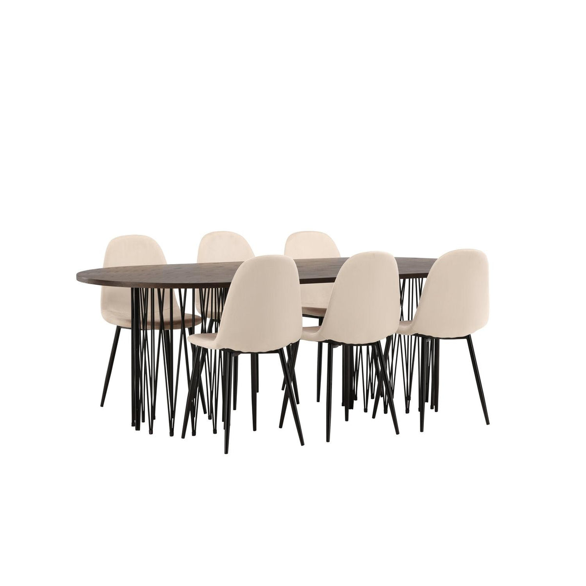 Essgruppe Esstisch Stone 220*100cm mit Stühlen Polar aus Samt-Essgruppen-Venture Home-le canapé