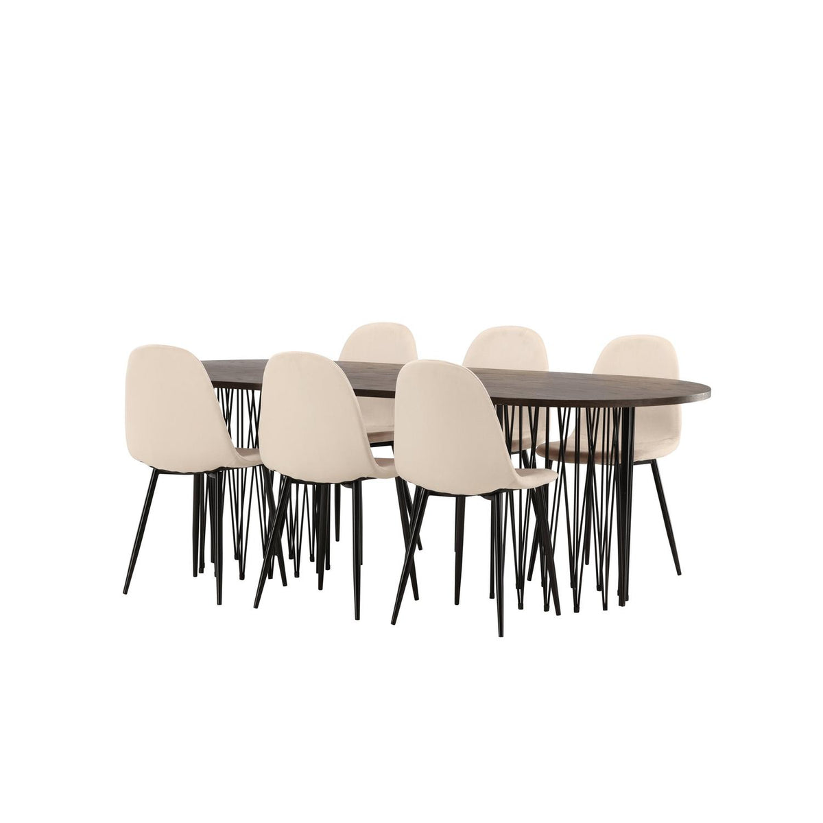 Essgruppe Esstisch Stone 220*100cm mit Stühlen Polar aus Samt-Essgruppen-Venture Home-le canapé