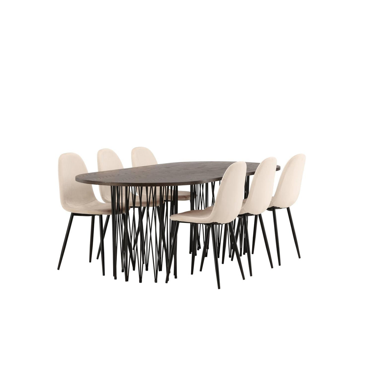 Essgruppe Esstisch Stone 220*100cm mit Stühlen Polar aus Samt-Essgruppen-Venture Home-le canapé