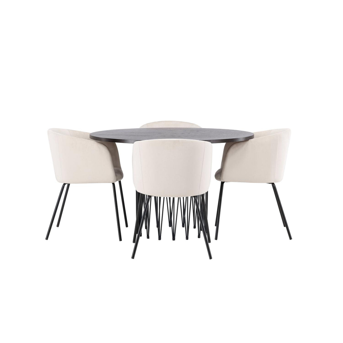 Essgruppe Esstisch Stone Ø120cm mit Stühlen Berit aus Samt-Essgruppen-Venture Home-le canapé