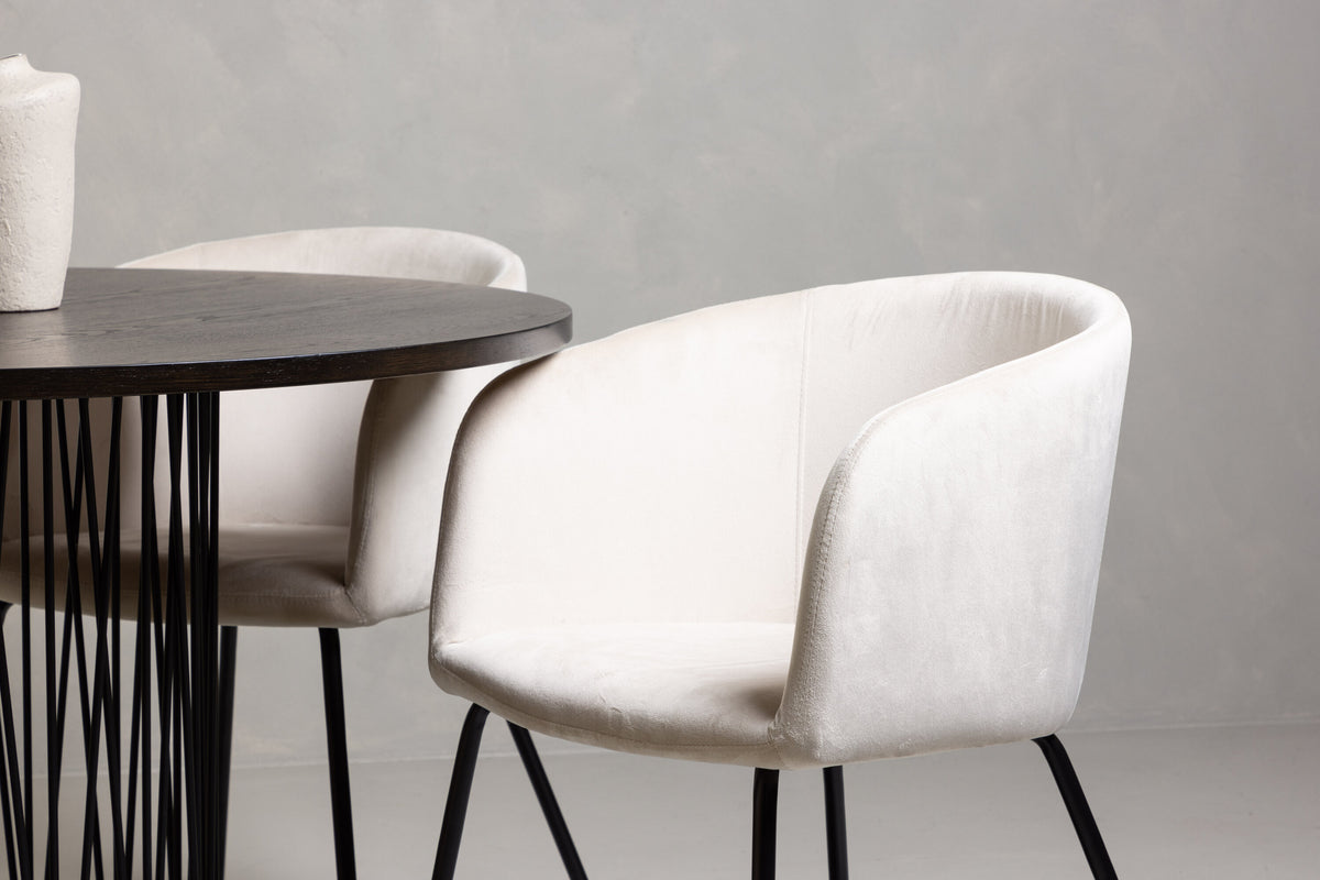 Essgruppe Esstisch Stone Ø120cm mit Stühlen Berit aus Samt-Essgruppen-Venture Home-le canapé