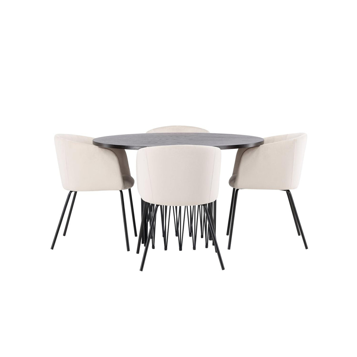 Essgruppe Esstisch Stone Ø120cm mit Stühlen Berit aus Samt-Essgruppen-Venture Home-le canapé