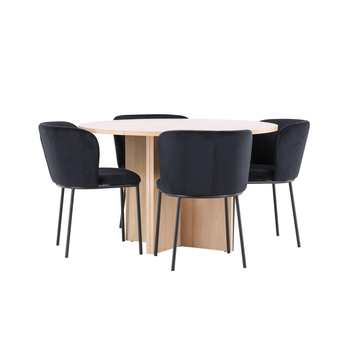 Essgruppe Esstisch Strada Ø120cm mit Stühlen Edina aus Samt-Essgruppen-Venture Home-le canapé