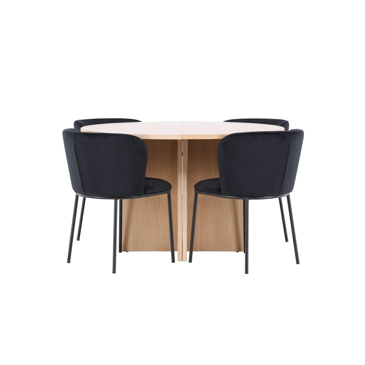 Essgruppe Esstisch Strada Ø120cm mit Stühlen Edina aus Samt-Essgruppen-Venture Home-le canapé
