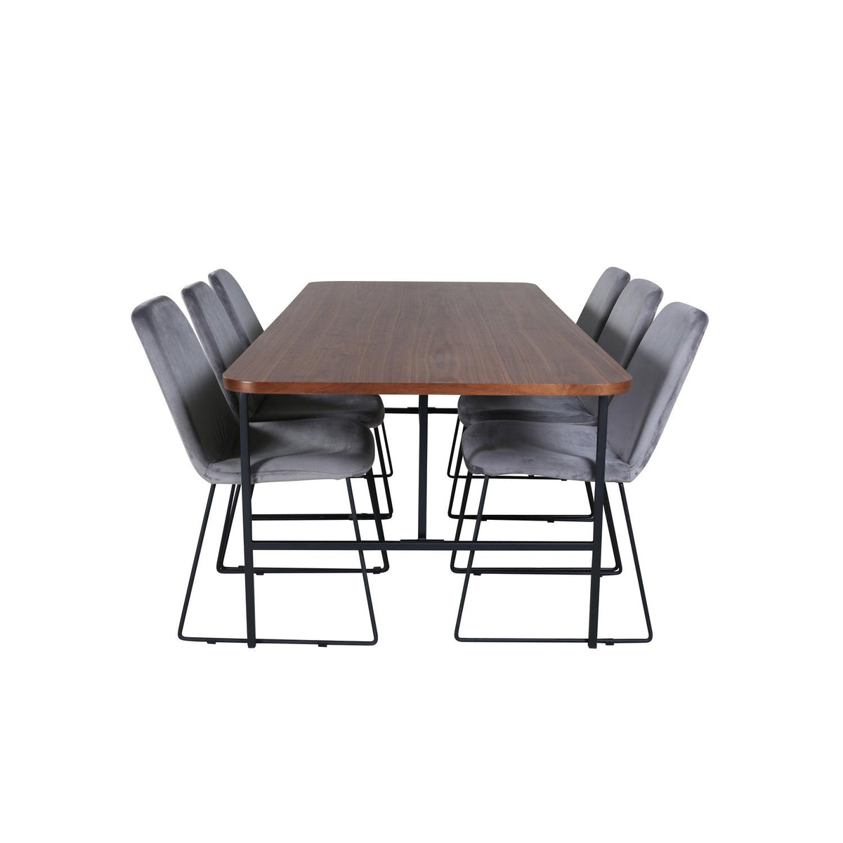 Essgruppe Esstisch Uno 200 x 90 mit Stühlen Muce - Grau-Essgruppen-Venture Home-le canapé