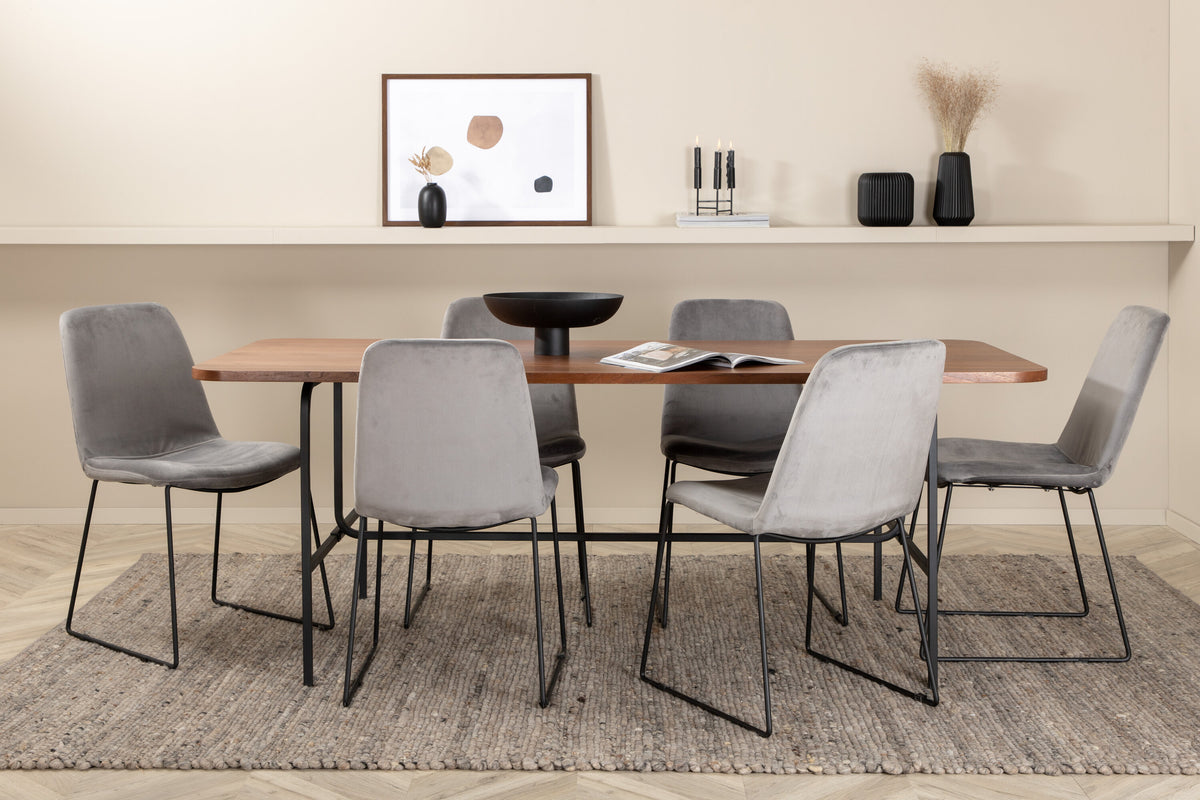 Essgruppe Esstisch Uno 200*90cm mit Stühlen Muce aus Samt-Essgruppen-Venture Home-le canapé