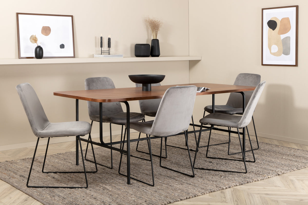 Essgruppe Esstisch Uno 200*90cm mit Stühlen Muce aus Samt-Essgruppen-Venture Home-le canapé