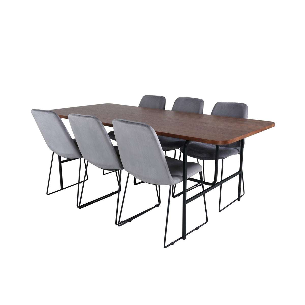 Essgruppe Esstisch Uno 200*90cm mit Stühlen Muce aus Samt-Essgruppen-Venture Home-le canapé