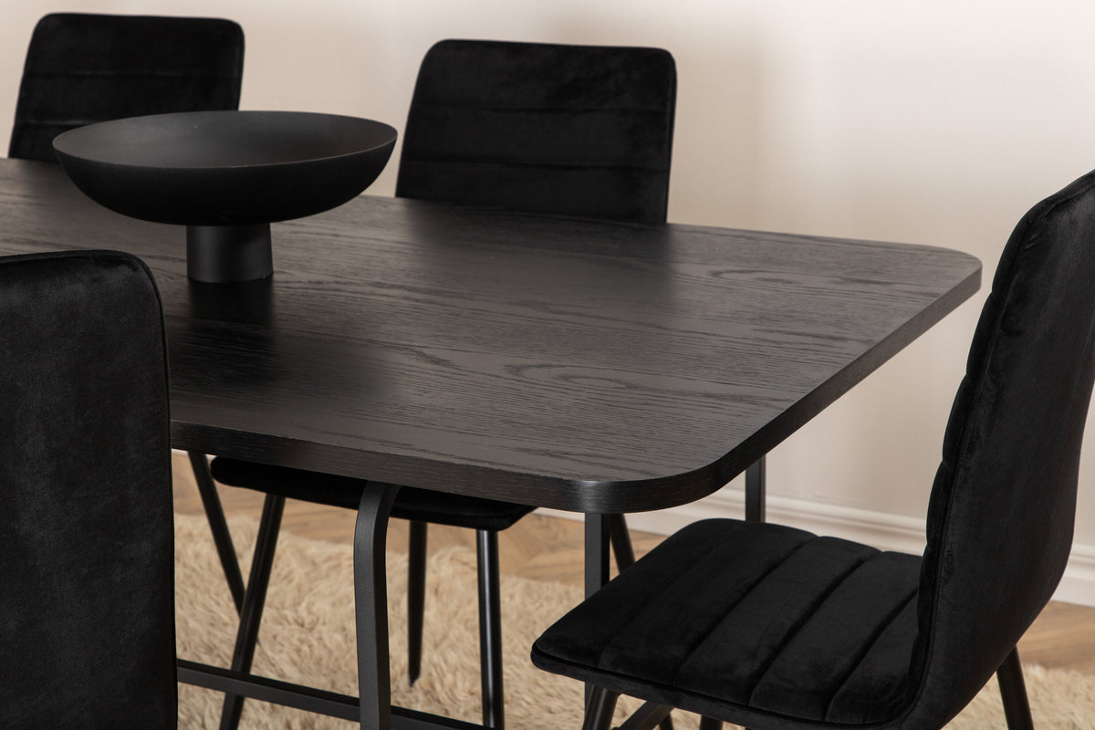 Essgruppe Esstisch Uno 200*90cm mit Stühlen Windu aus Samt-Essgruppen-Venture Home-le canapé