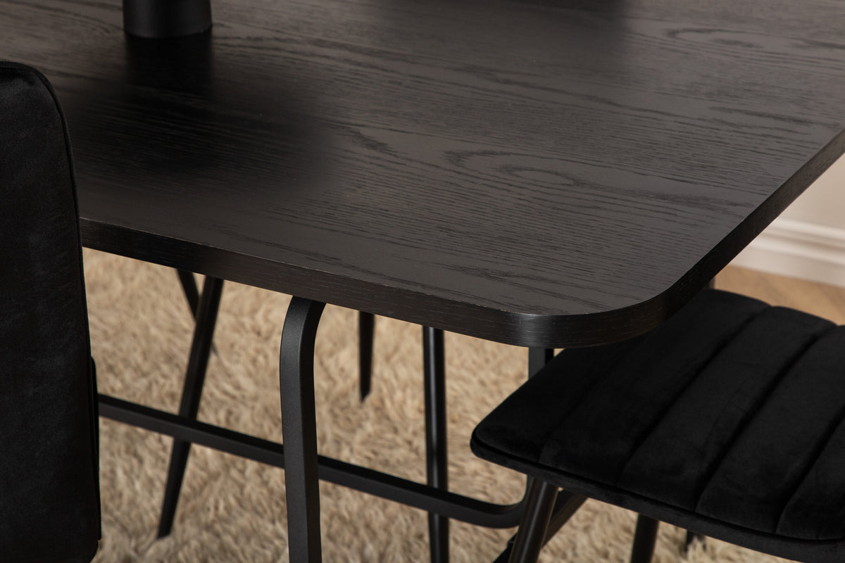Essgruppe Esstisch Uno 200*90cm mit Stühlen Windu aus Samt-Essgruppen-Venture Home-le canapé