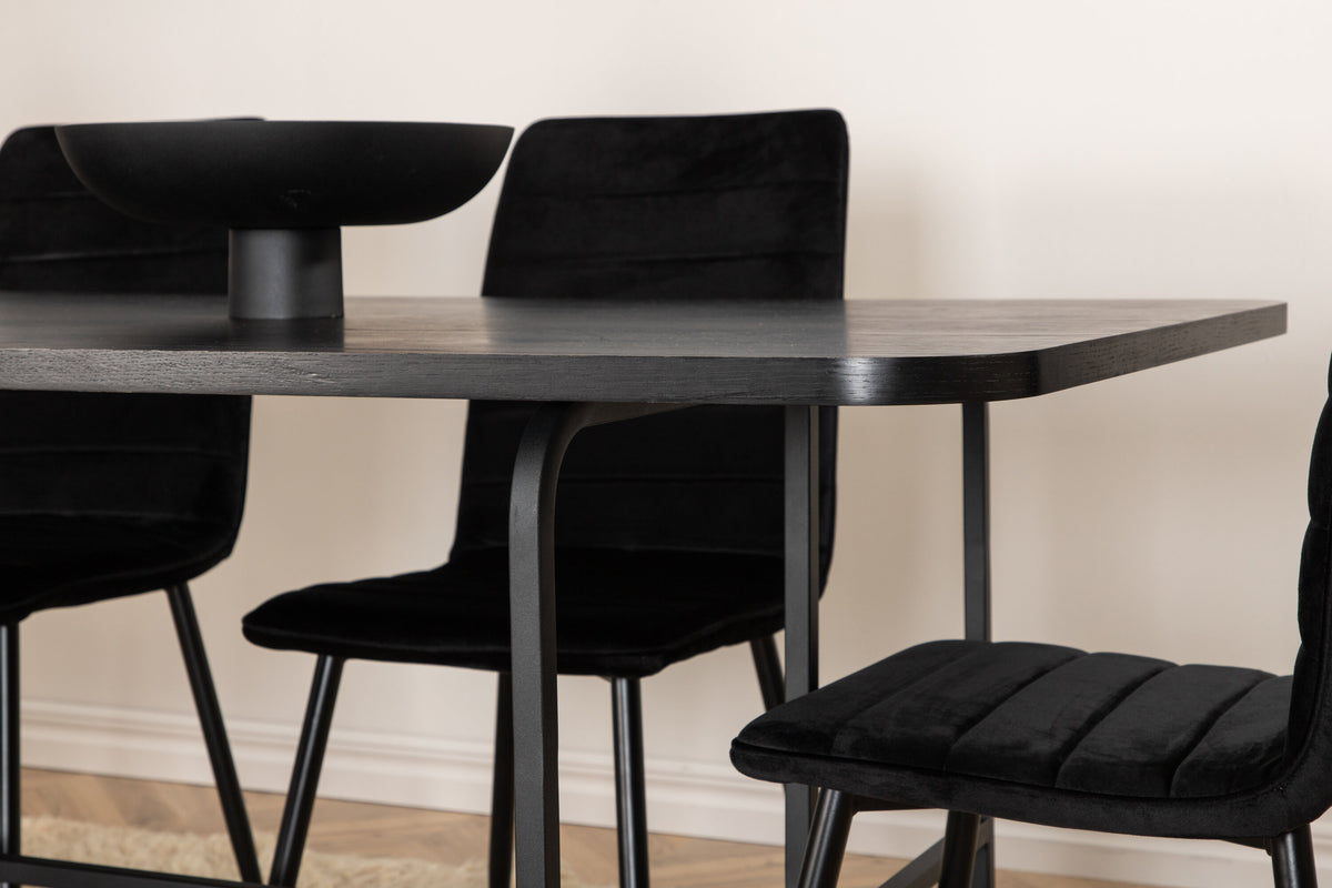 Essgruppe Esstisch Uno 200*90cm mit Stühlen Windu aus Samt-Essgruppen-Venture Home-le canapé