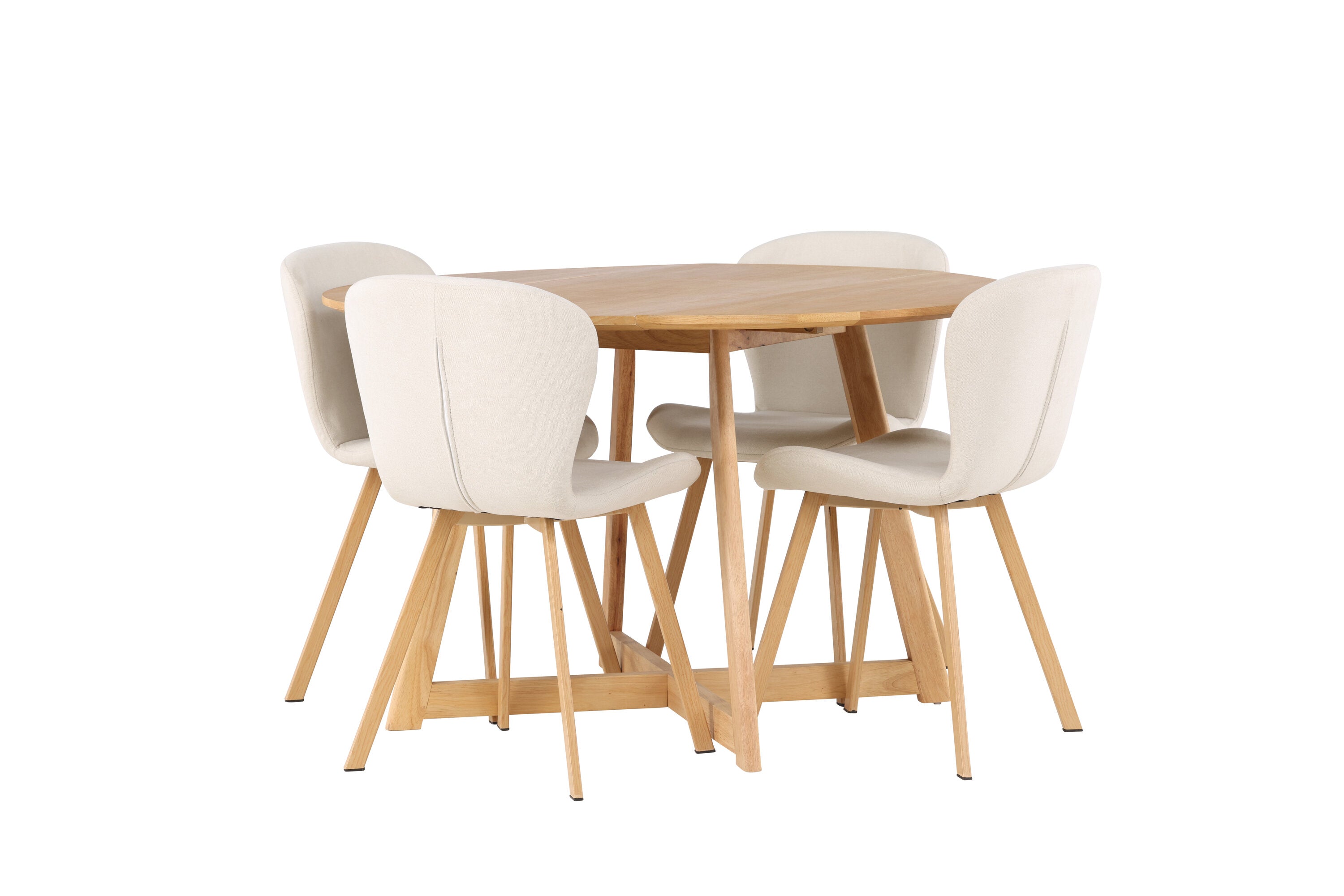 Essgruppe Esstisch Yakidon ⌀120cm mit Stühlen Lilja - Beige-Essgruppen-Venture Home-le canapé