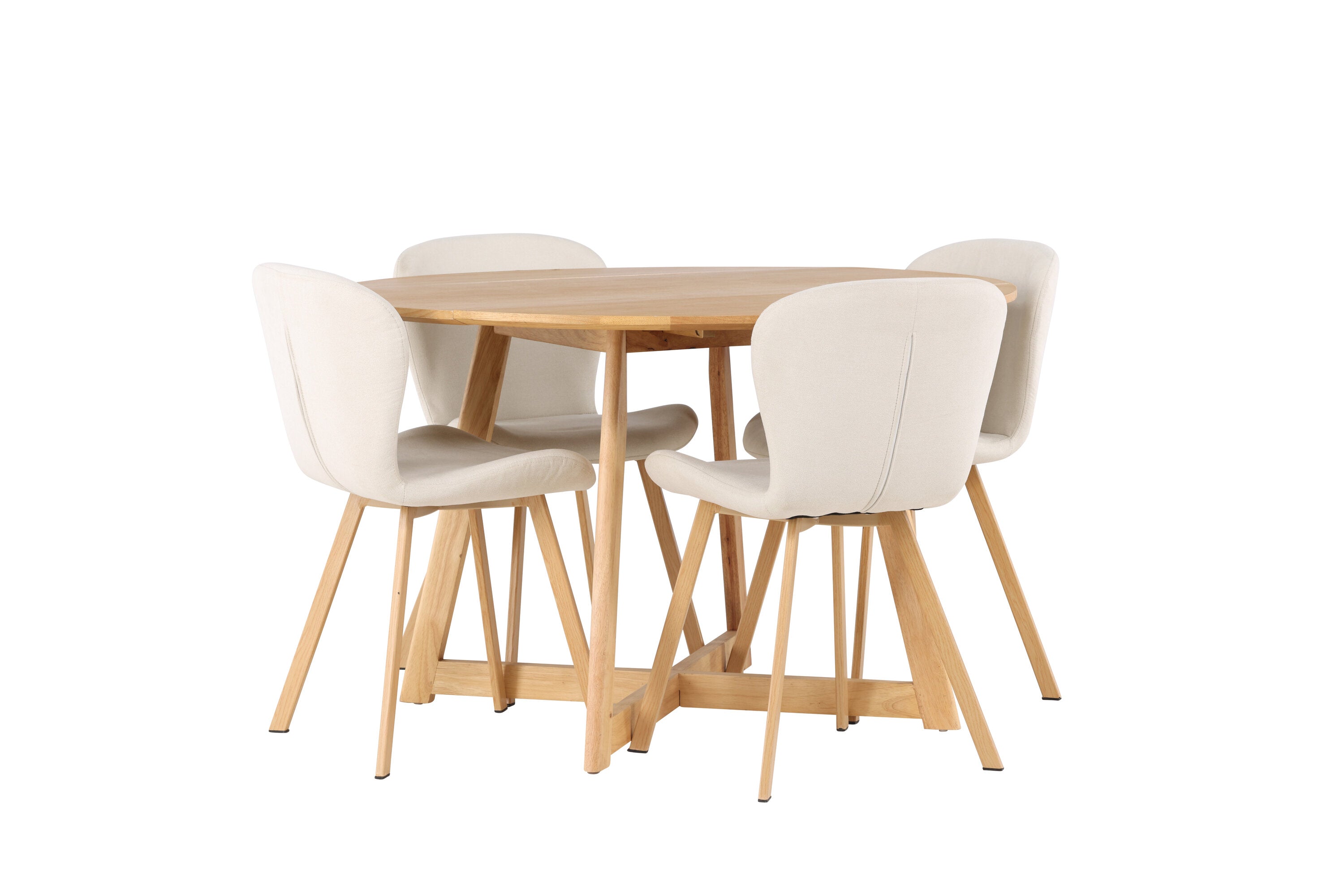 Essgruppe Esstisch Yakidon ⌀120cm mit Stühlen Lilja - Beige-Essgruppen-Venture Home-le canapé