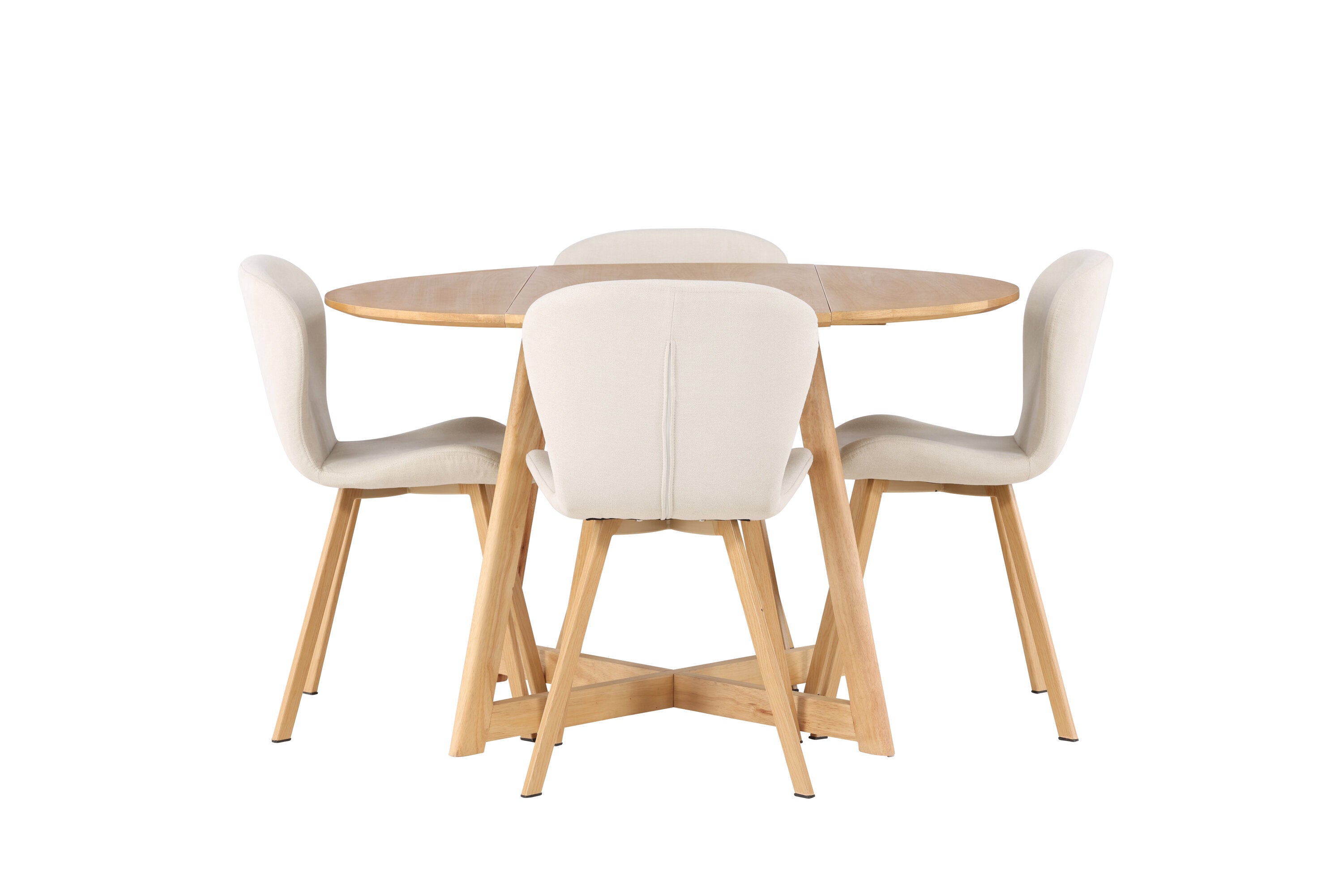 Essgruppe Esstisch Yakidon ⌀120cm mit Stühlen Lilja - Beige-Essgruppen-Venture Home-le canapé
