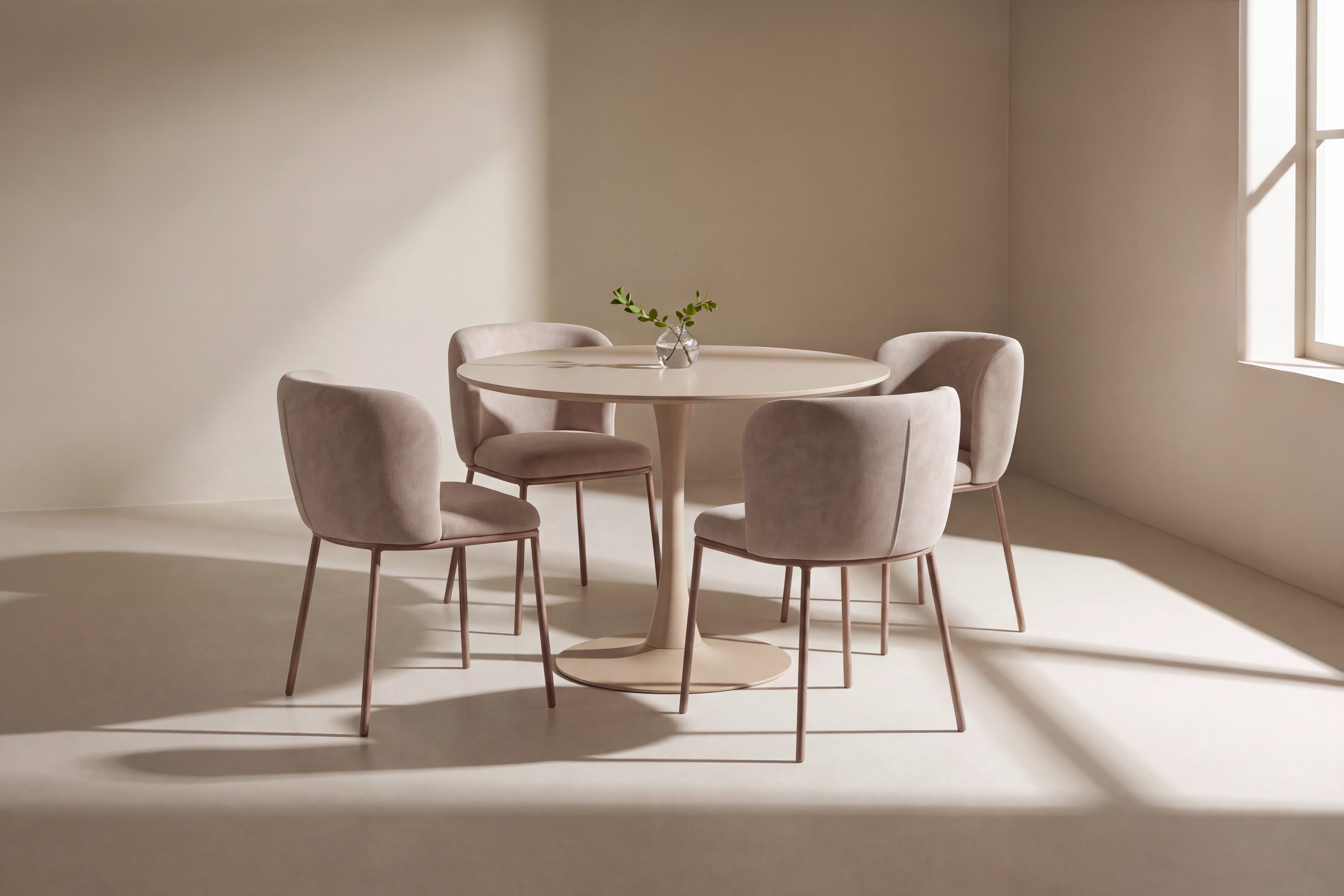 Essgruppe Esszimmertisch Glade ⌀100cm mit Stühlen Edina - Beige-Essgruppen-Venture Home-le canapé