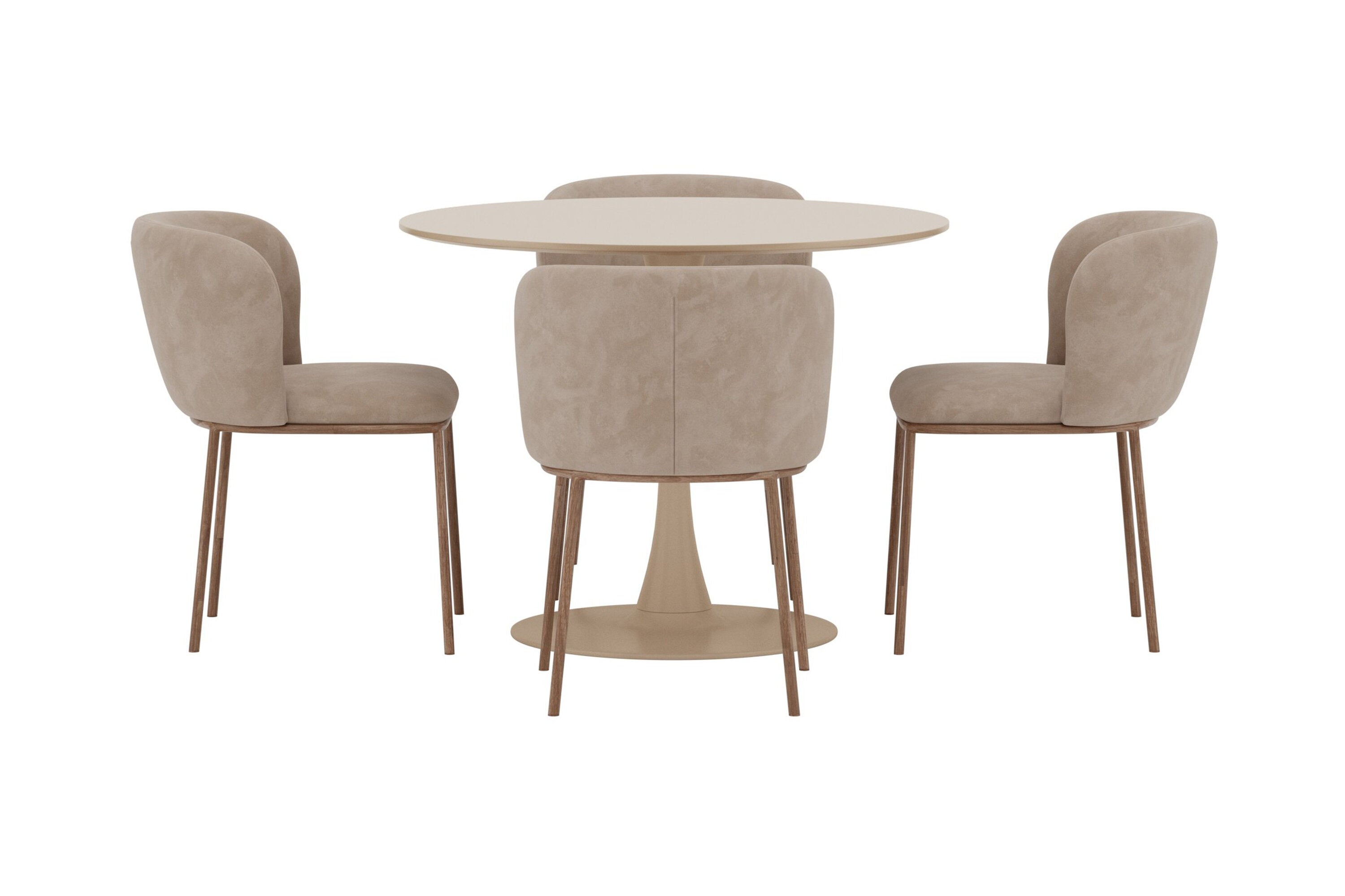 Essgruppe Esszimmertisch Glade ⌀100cm mit Stühlen Edina - Beige-Essgruppen-Venture Home-le canapé
