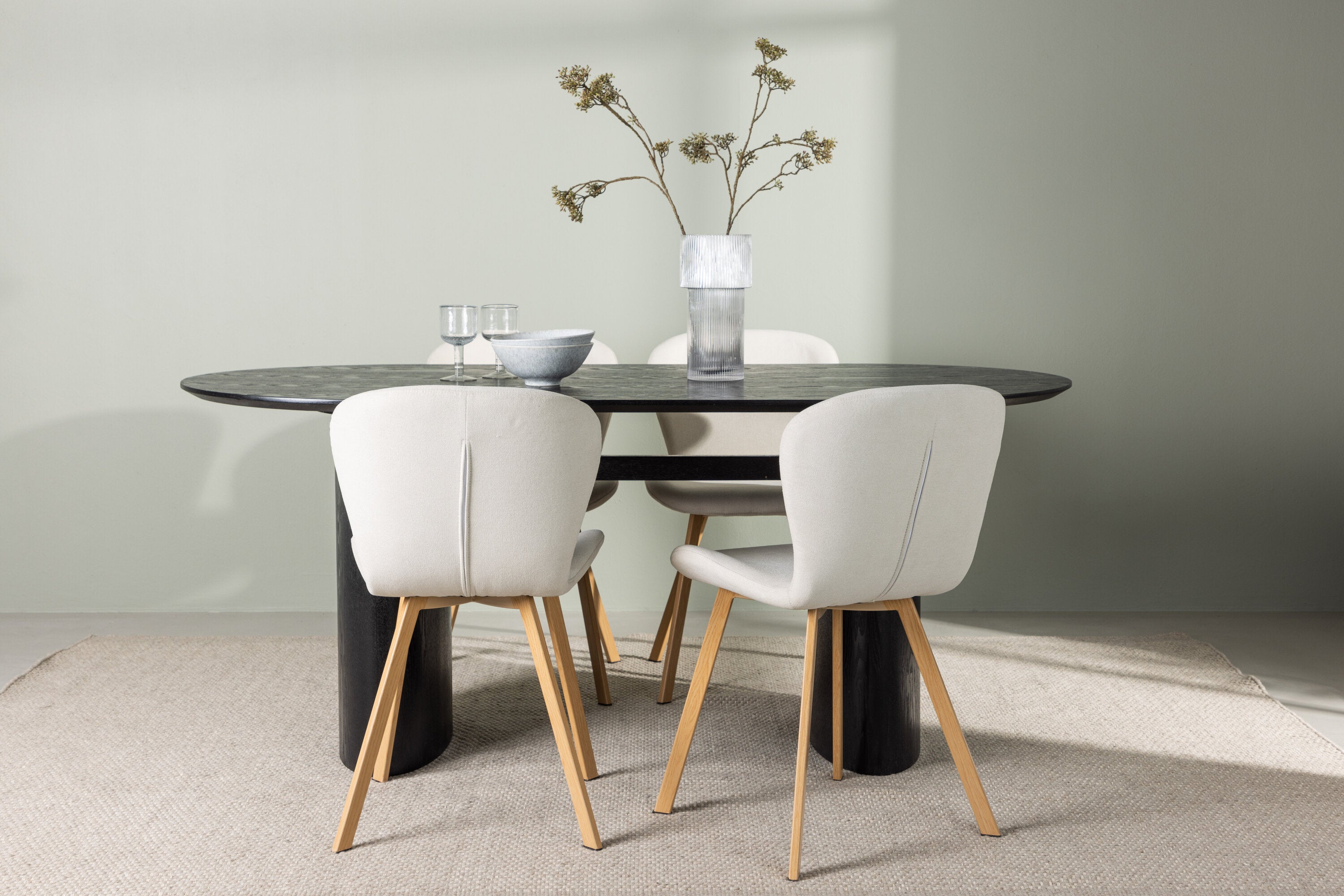 Essgruppe Ovaler Esstisch Isolde 180 x 90 mit Stühlen Lilja - Beige-Essgruppen-Venture Home-le canapé