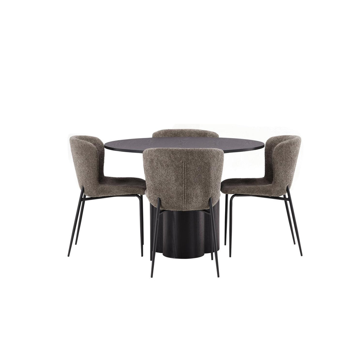 Essgruppe Runder Esstisch Ø110 mit Stühlen Modesto & Olivia - Braun-Essgruppen-Venture Home-le canapé