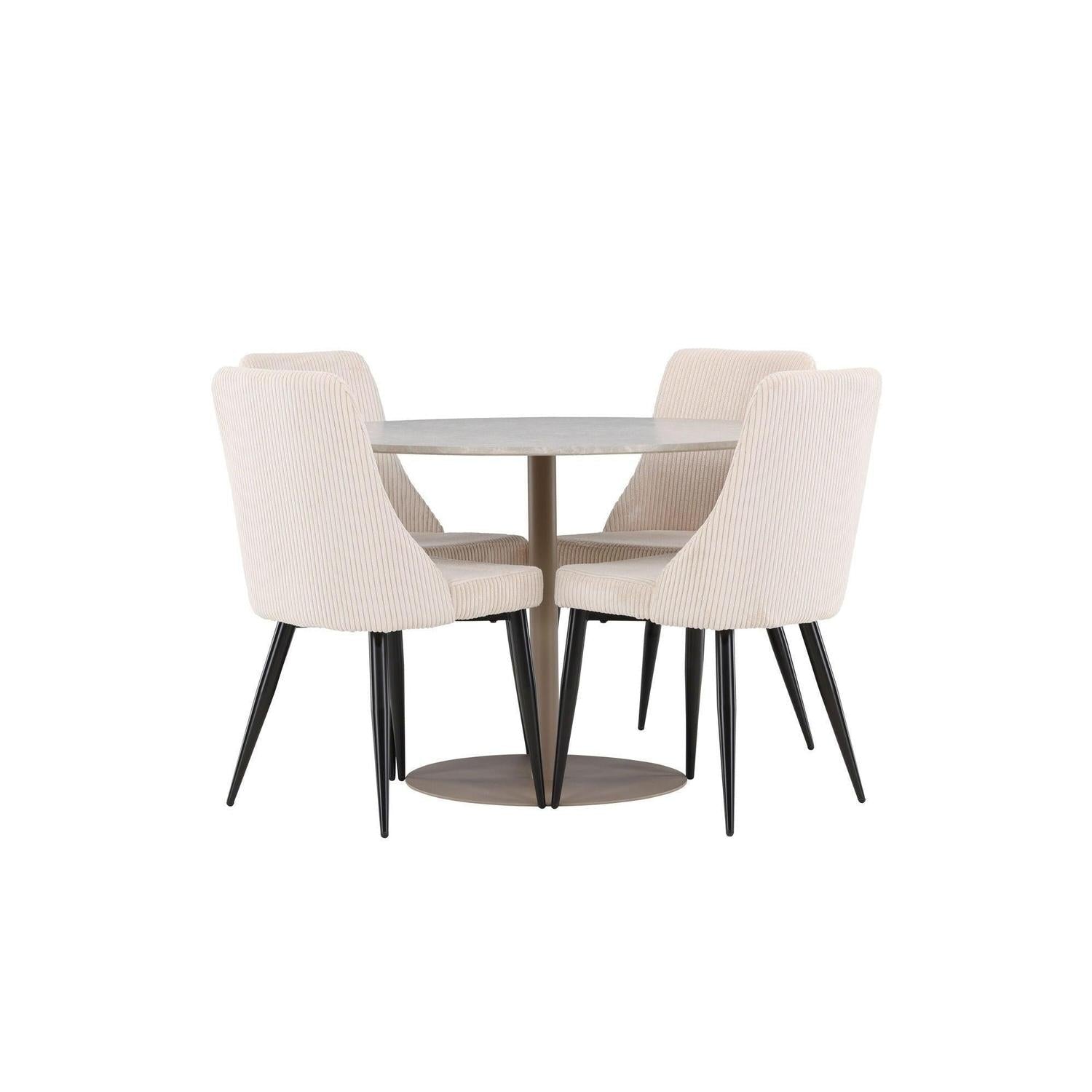 Essgruppe Tisch Lycke rund 110cm mit Stühlen Leone aus KordEssgruppe Rund