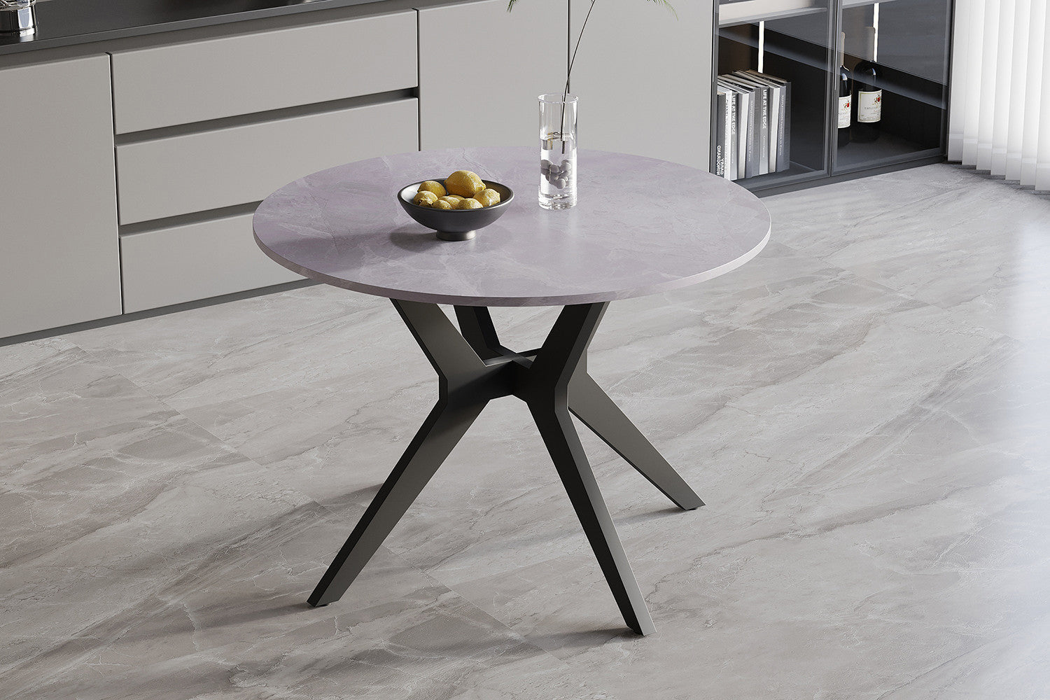Esstisch Apollo Ø110cm mit Steinplatte - Grau-Esstisch Rund-Rousseau-le canapé
