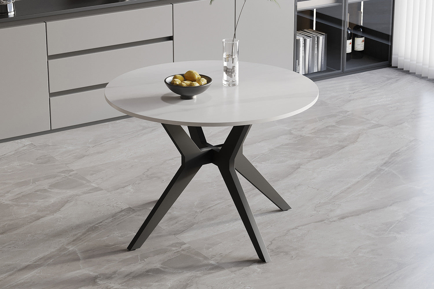 Esstisch Apollo Ø110cm mit Steinplatte - Weiß-Esstisch Rund-Rousseau-le canapé