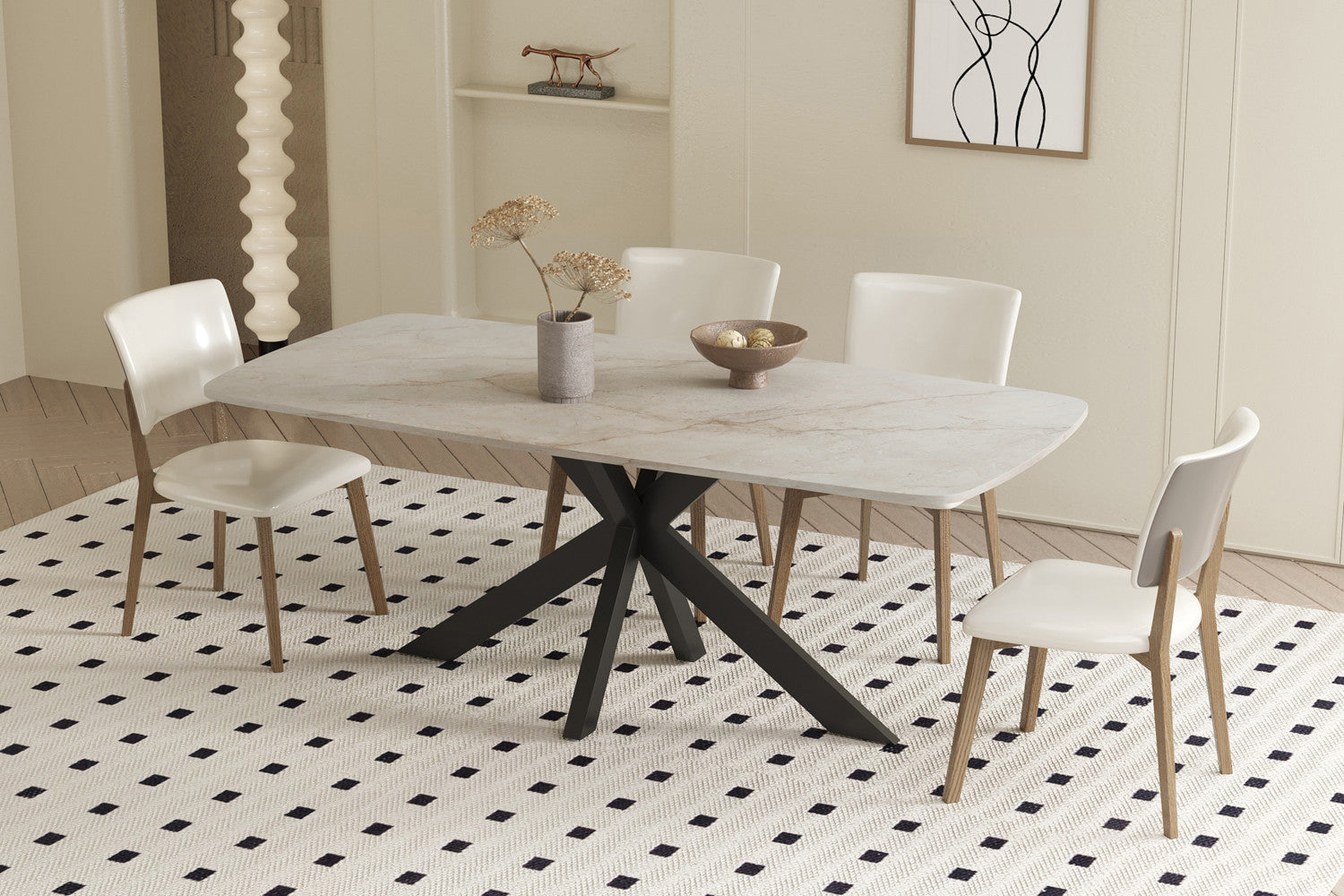 Esstisch Apollo Oval 180cm mit Steinplatte - Beige-Esstisch Oval-Rousseau-le canapé