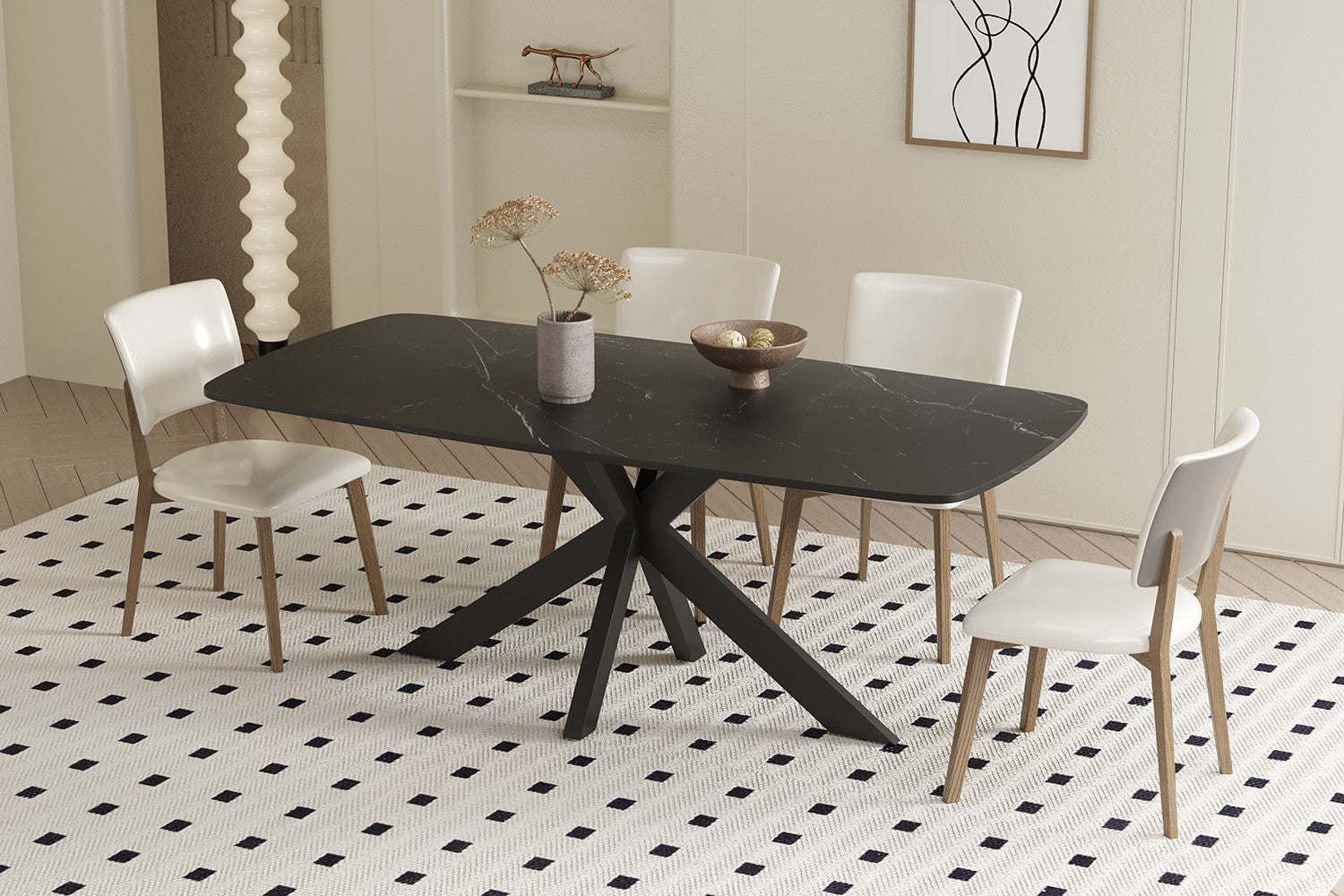 Esstisch Apollo Oval 180cm mit Steinplatte - Schwarz-Esstisch Oval-Rousseau-le canapé