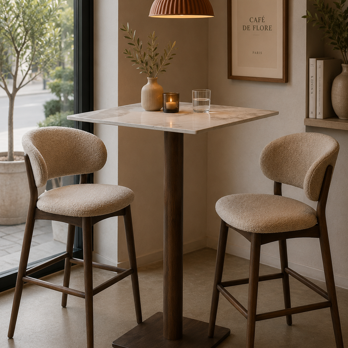 Esstisch Bistro aus Keramik 70x70cm - Weiß-Esstische Rechteckig-Pole to Pole-le canapé