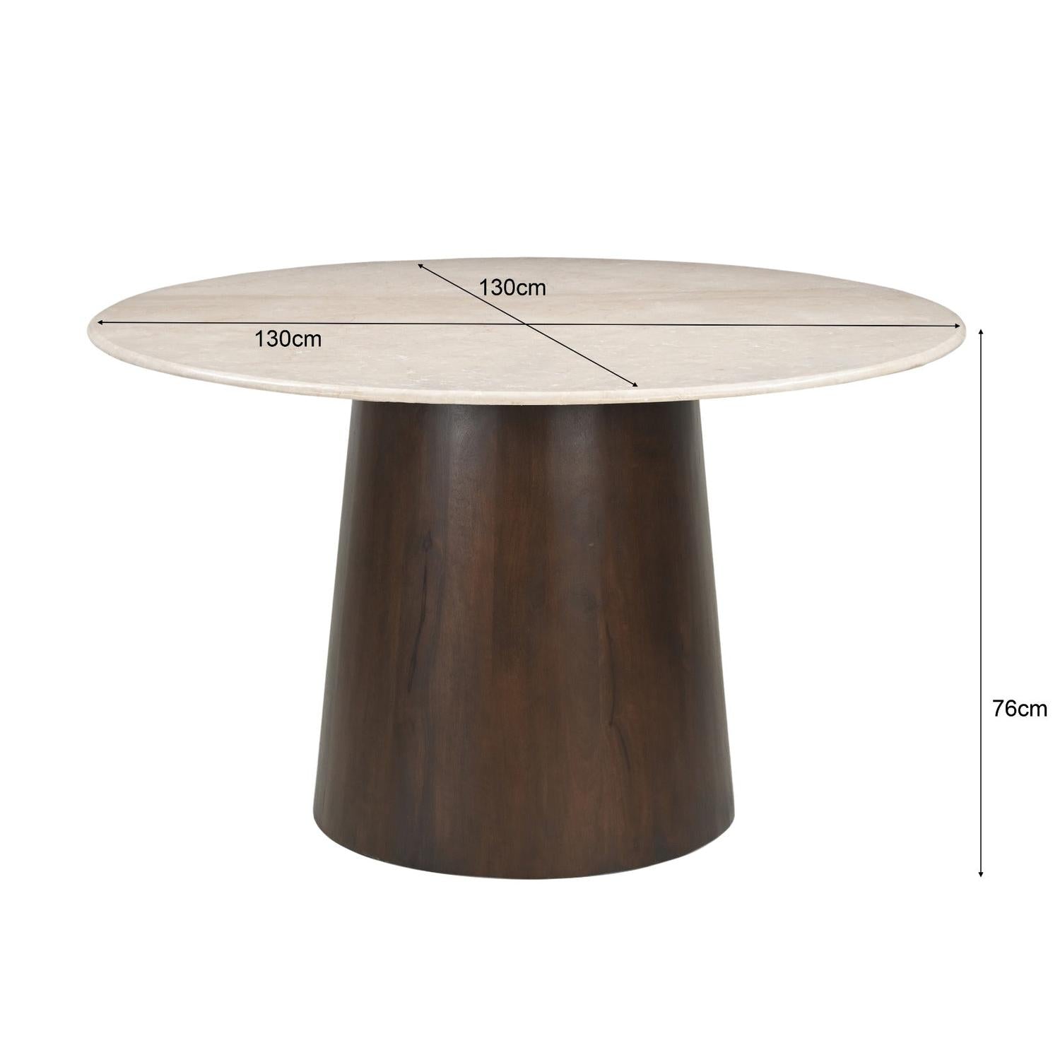 Esstisch Bottecino aus Mangoholz Ø130cm - Beige/Braun-Esstische Rund-Livingfurn-le canapé