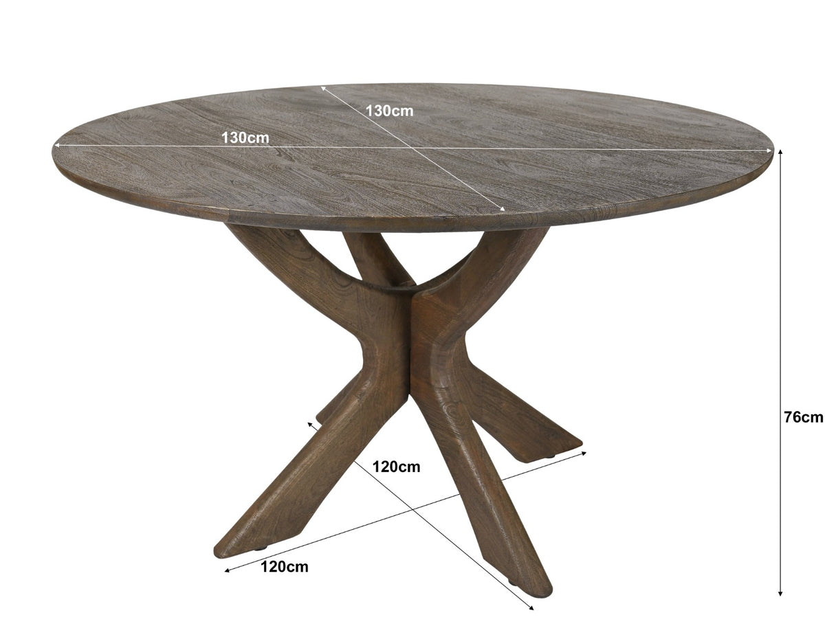 Esstisch Brix Montreaux Ø130cm aus Massivholz - Braun-Esstische Rund-Livingfurn-le canapé