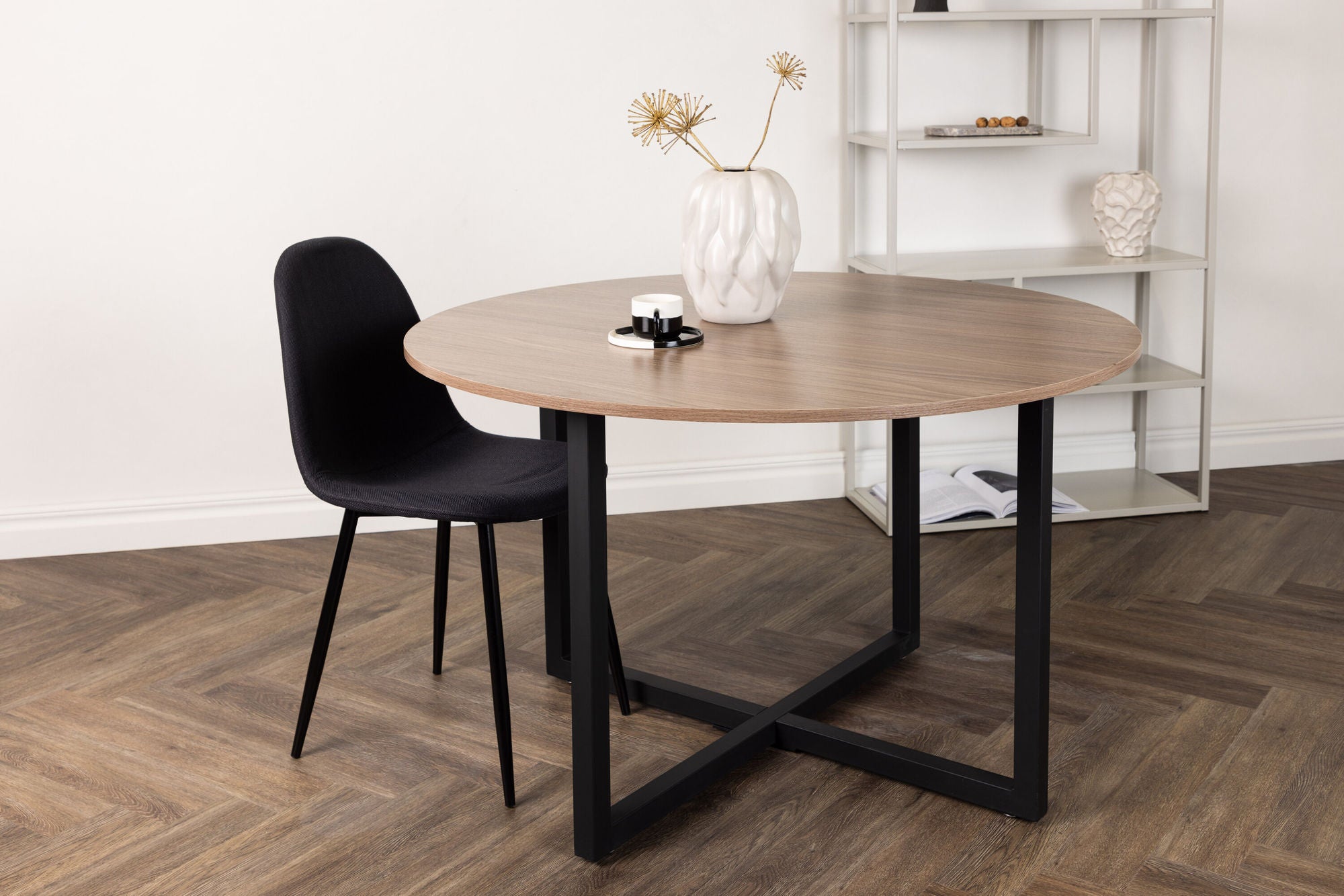 Esstisch Durango Ø120cm - Walnuss/Schwarz-Esstische Rund-Venture Home-le canapé