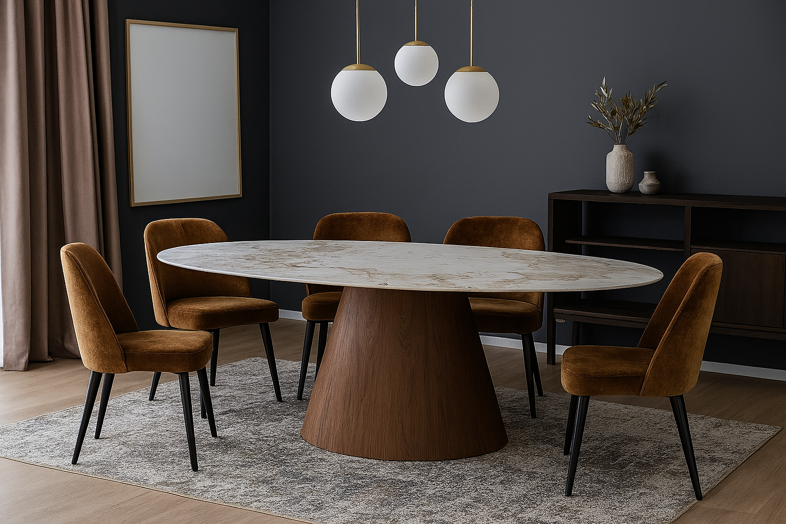 Esstisch Ellipse 220*110cm aus Keramik - Marmor-Esstisch Oval-Pole to Pole-le canapé